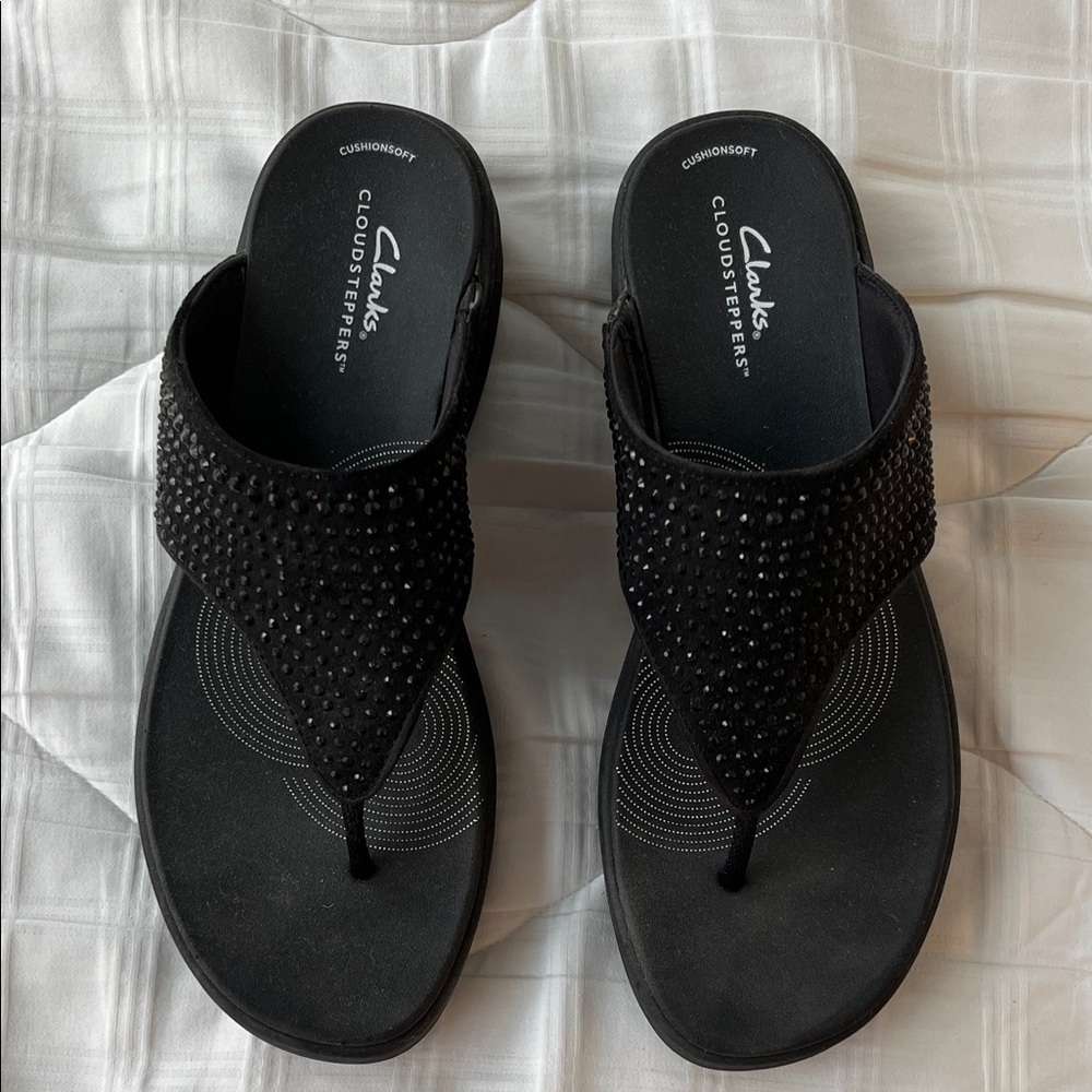 Clarks Women's Black Embellished Sandals